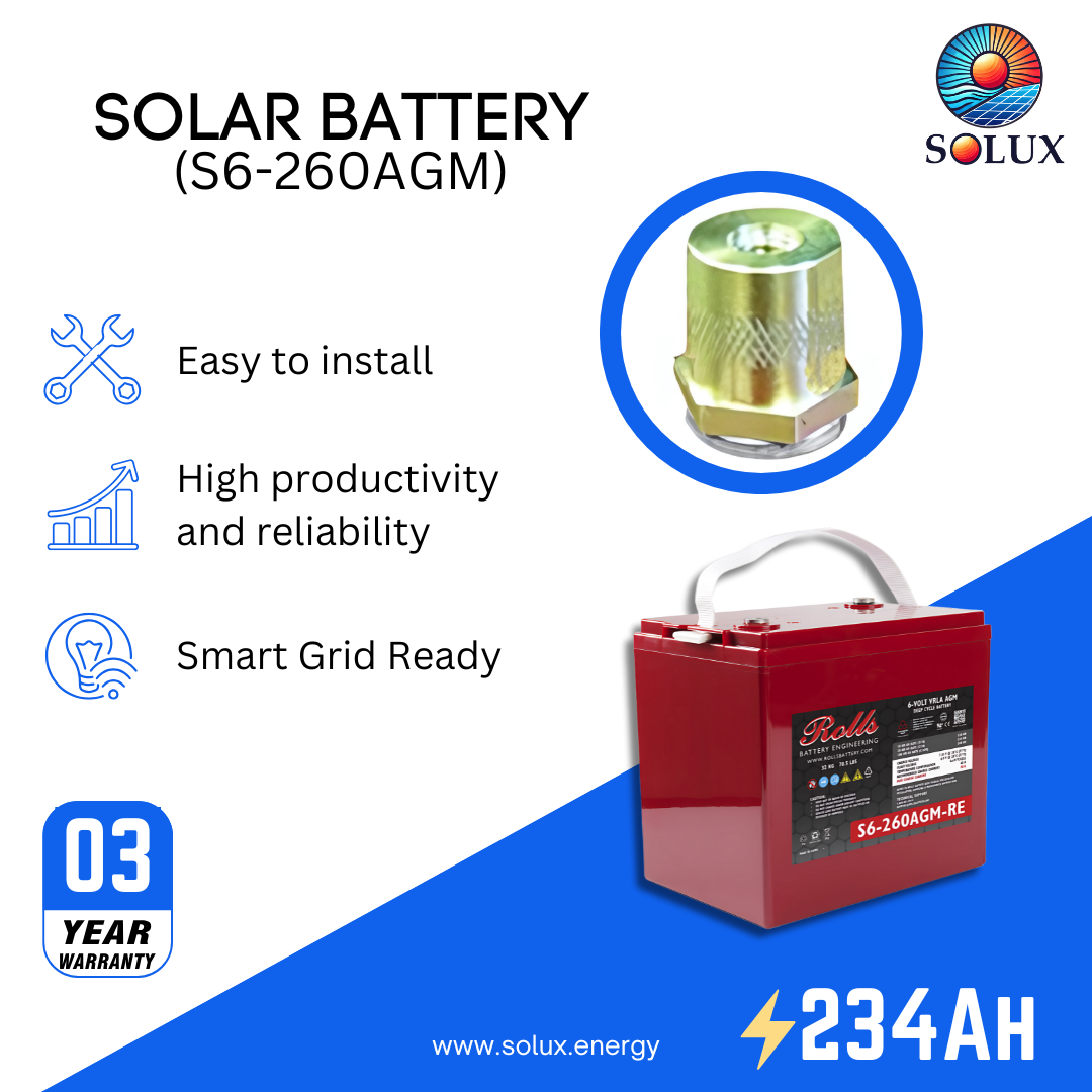 This is an image of Rolls Surrette 6 Volt Deep Cycle Batteries 234Ah AGM S6-260AGM